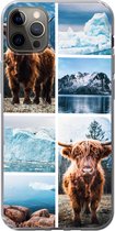 Geschikt voor iPhone 12 Pro Max hoesje - Schotse hooglander - IJs - Collage - Siliconen Telefoonhoesje