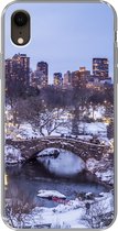 Geschikt voor iPhone XR hoesje - New York - Central Park - Winter - Siliconen Telefoonhoesje