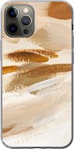 Coque iPhone 12 Pro - Peinture - Beige - Wit - Siliconen