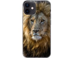 Telefoonhoesje Geschikt voor iPhone 12 hoesje - Leeuw - Portret - Wild - Siliconen Telefoonhoesje