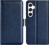 Samsung Galaxy S24 Hoesje - MobyDefend Luxe Wallet Book Case (Sluiting Zijkant) - Blauw - GSM Hoesje - Telefoonhoesje Geschikt Voor Samsung Galaxy S24