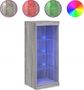 vidaXL - Dressoir - met - LED-verlichting - 41x37x100 - cm - grijs - sonoma - eiken