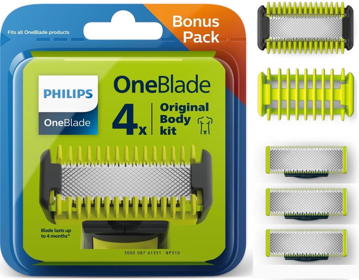 Philips Norelco OneBlade Kit Visage + Corps, 3 lames pour le visage