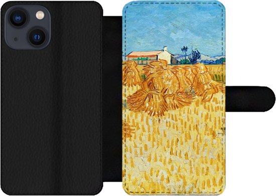 Telefoonhoesje Geschikt voor iPhone 13 Mini telefoonhoesje - Oogst in de Provence - Vincent van Gogh - Met vakjes - Wallet case met magneetsluiting