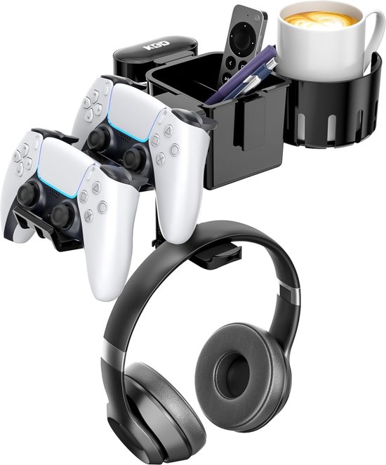 KDD RGB koptelefoonhouder, headsethouder, draaibaar met 9 lichtmodi, controllerhouder met 2 USB-poorten, type C-aansluiting en 3,5 mm AUX, gamingheadphone-standaard voor gamers