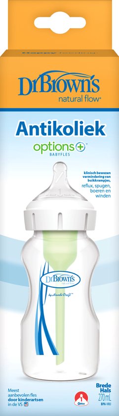 Dr. Brown's Options+ Anti-Colic Babyfles - Brede halsfles - 270ml