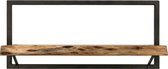 Industriële Wandplank - Industrieel Wandrek van Acacia - Wandplanken - Rekken - Hout - Metaal - 70 cm