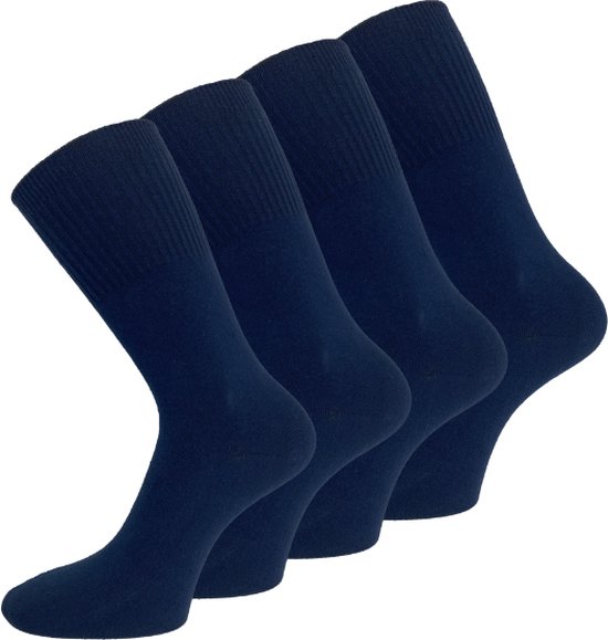 4 paar Niet knellende sokken - Drukvrije boord - Marineblauw - Maat 39-42
