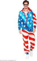 Widmann - Landen Thema Kostuum - American Dream Team Retro Trainingspak Kostuum - Rood / Wit / Blauw - Large - Carnavalskleding - Verkleedkleding