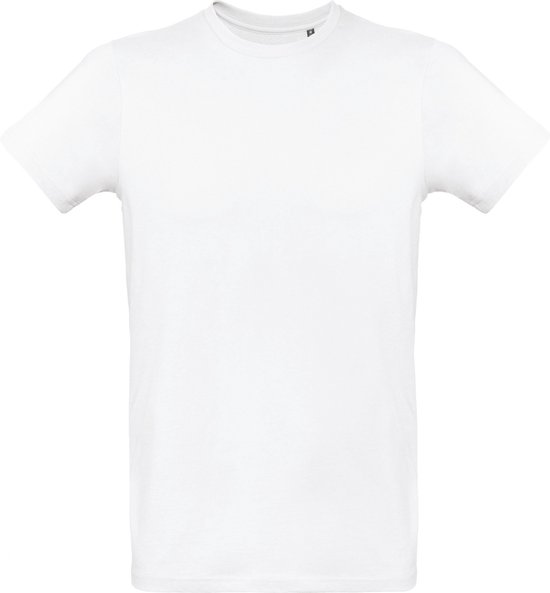 T-shirt Heren L B&C Ronde hals Korte mouw White 100% Katoen