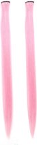 2 x Clip in Hairextension Roze- Baby roze - nephaar - Hair extension | haar extensie- carnaval haar - gekleurde extensions - extensions met clip