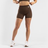 ZEUZ Korte Sport Legging Dames High Waist - Sportkleding & Sportlegging Squat Proof voor Fitness & Crossfit - Hardloopbroek, Yoga Broek - 62% Recycled Nylon & 38% Elastaan - Bruin - Maat L
