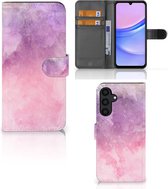 Telefoonhoesje Geschikt voor Samsung Galaxy A15 Flipcase Pink Purple Paint