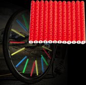 Réflecteur de rayons de vélo rouge - Set 12 pièces - Glow dans le noir - Réflecteur de rayons - Tiges de réflecteurs de rayons