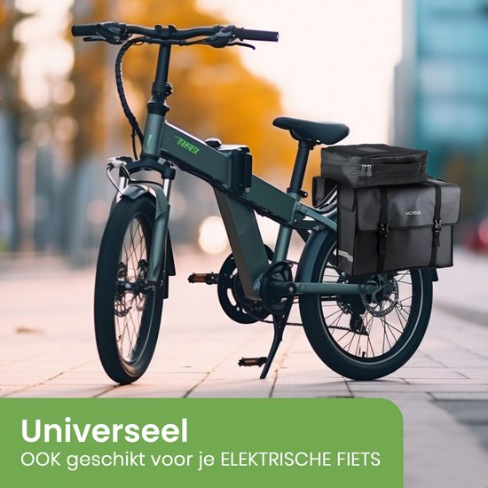 Morelia® 100% Waterdicht dubbele Fietstas - 48 Liter - fietstassen voor Elektrische fietsen - Zwart - Morelia
