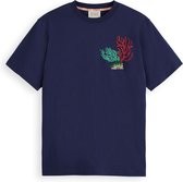 Scotch & Soda Embroidered Coral T-shirt Heren T-shirt - Maat L