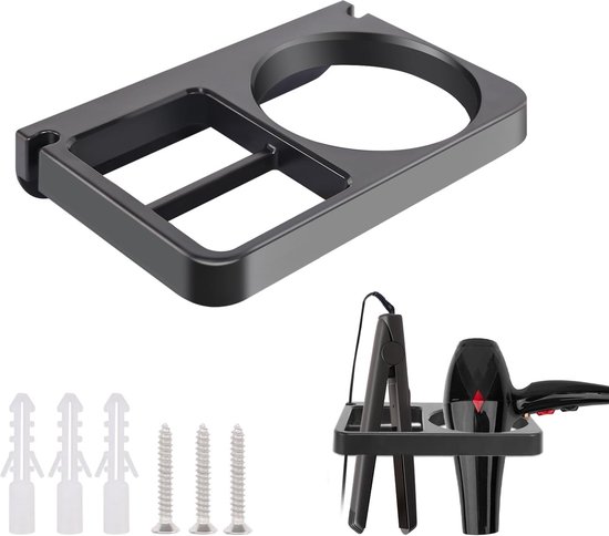 ovimar Mesmogtind Haardrogerhouder | roestvrij staal | gunmetal | wandmontage voor boren | met föhnbekleding | voor boren | föhnhouder in de badkamer | perfecte badkameraccessoire