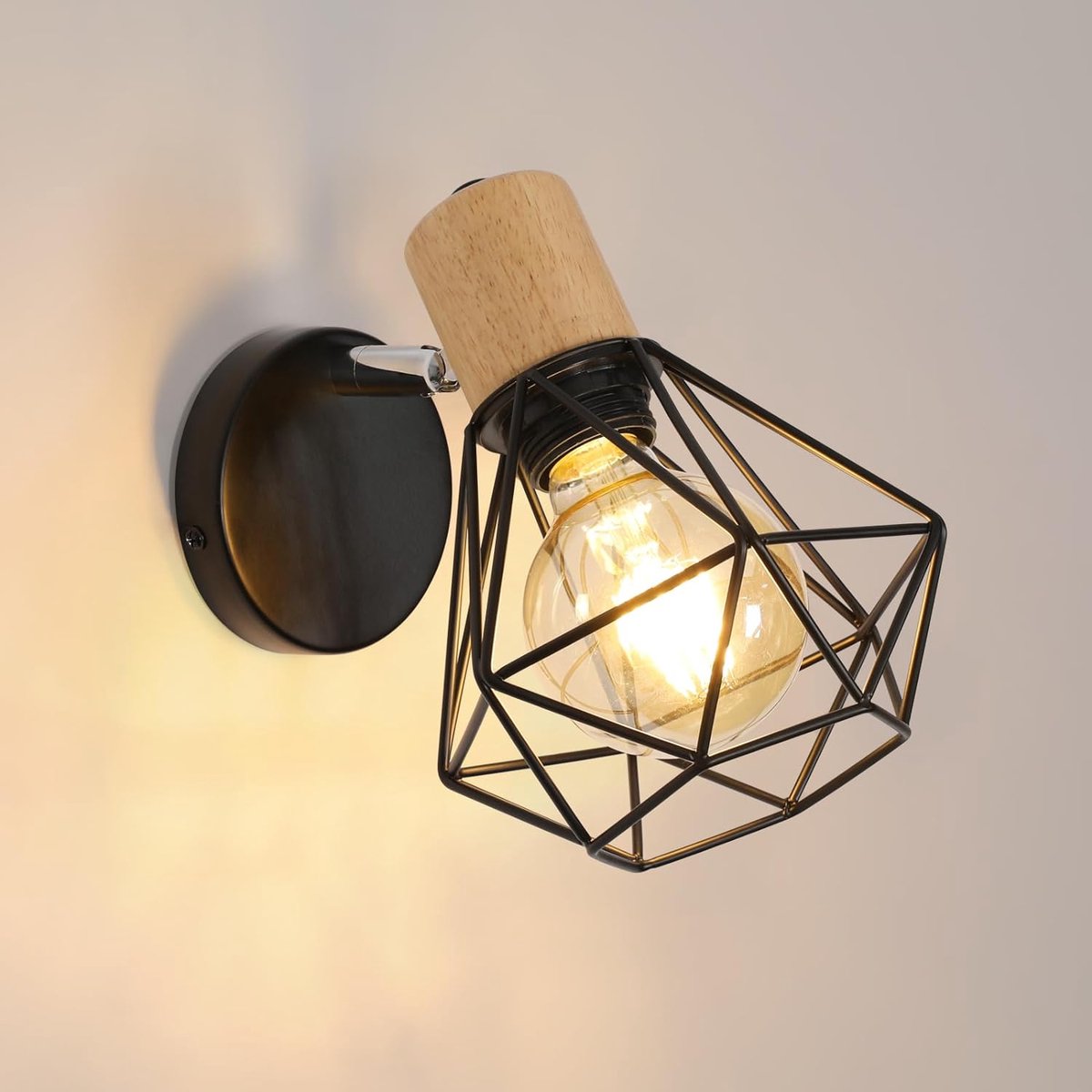 Goeco Wandlamp - 20cm - Klein - E27 - Vintage Industriële Wandlamp - Verstelbaar 350° - Draaibaar 90° - Zonder Lamp