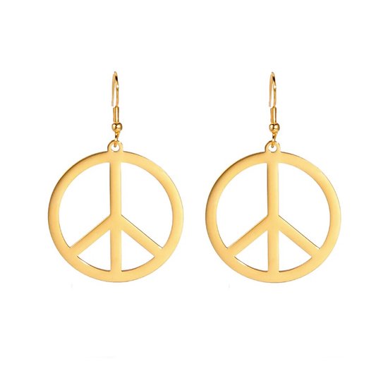 Hippie / Peace Oorbellen - Goudkleurig | 3,5 x 3,5 cm | Retro/Carnaval | Stainless Steel | Fashion Favorite