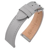Saffiano Kalfslederen Horlogebandje Grijs - Makkelijk Zelf te Monteren - 20mm