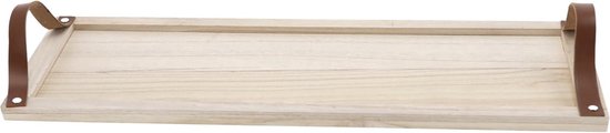 XXL houten decoratief dienblad - 60 x 20 cm - dienblad extra lang met handgrepen - kaarsendienblad serveerschaal tafel deco servier kaarsen bord Kerstmis