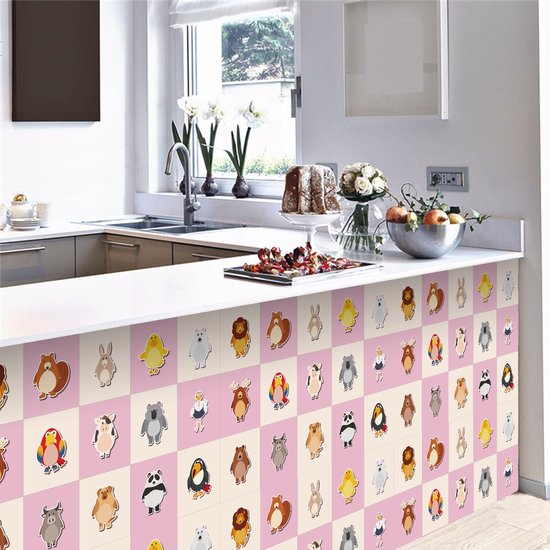 Ulticool Décoration Autocollant carrelages - Mignons Animaux Mignons Chambre d'enfant Bébé Bambin Enfant - 15x15 cm - 15 pièces Autocollants pour carrelage Autocollants pour meubles - Carrelage autocollant - Salle de bain - Cuisine