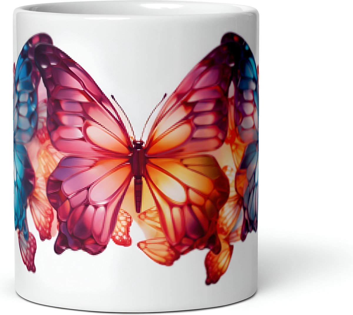 Kleurrijke Vlinders - Koffie & Thee Mok 325 ml| koffiemok cadeau| | Theemok cadeau| Mok cadeau| Koffie Beker| Thee Beker| Koffie Kop| Thee Kop| Vlinder Mok| Dieren Mok| Vlinders Mok 1