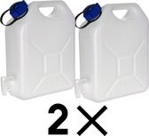 Jerrycan voor water - 2x - 5 liter - Kunststof - met kraantje en dop - Camping