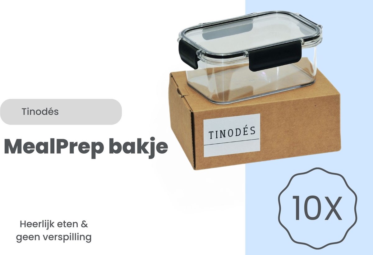 Tinodés Meal Prep Bakje - 10 stuks - 1 Compartiment