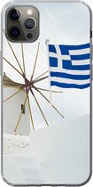 Geschikt voor iPhone 13 Pro Max hoesje - Traditionele windmolen en de vlag van Griekenland - Siliconen Telefoonhoesje