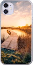 Geschikt voor iPhone 11 hoesje - Zonsondergang in de Nederlandse polder - Siliconen Telefoonhoesje