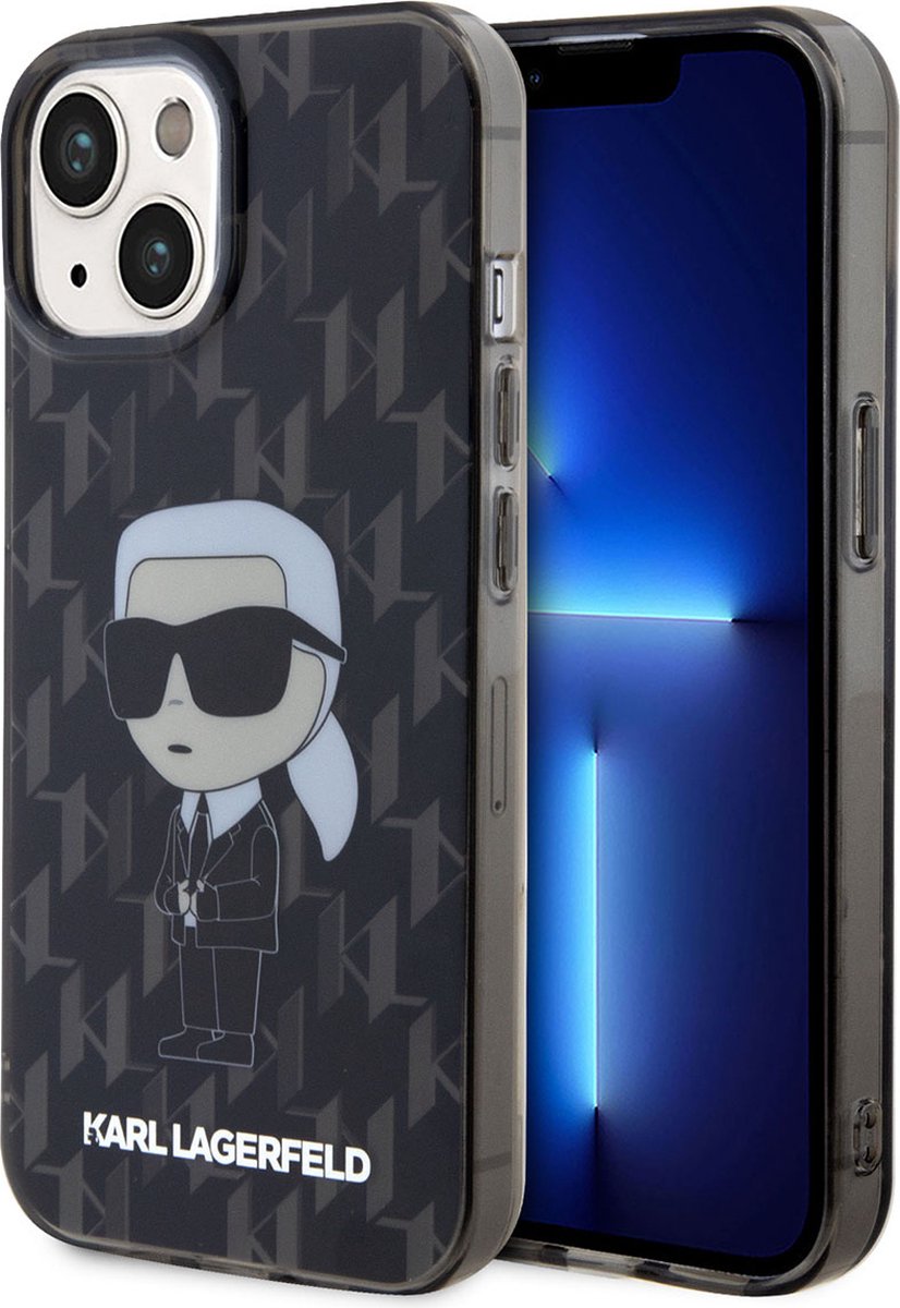 Karl Lagerfeld iPhone 15 Hardcase Backcover Ikonik Monogram – Zwart