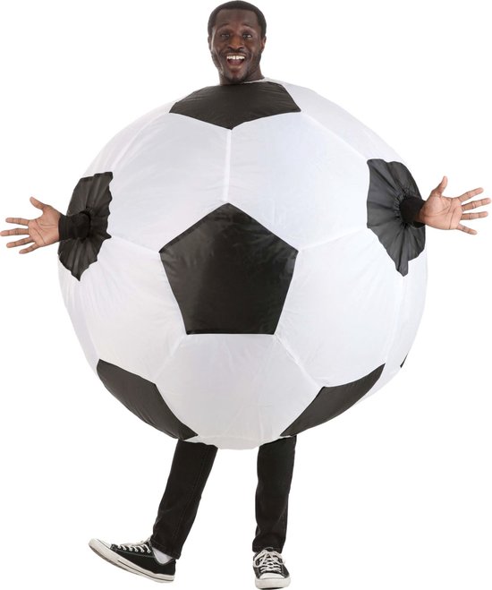 KIMU® Costume Gonflable Voetbal - Costume Opblaasbaar - Costume de Football Mascotte Costume Gonflable - Ballon Gonflable Adultes Femmes Hommes Carnaval Costume de Carnaval