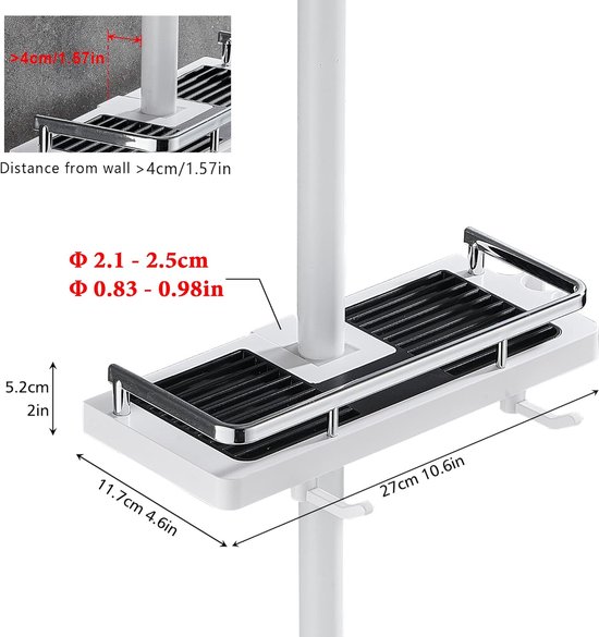 Opslagplank Doucheplank Geen Boren met Ophangen Douchekop Beugels Twee