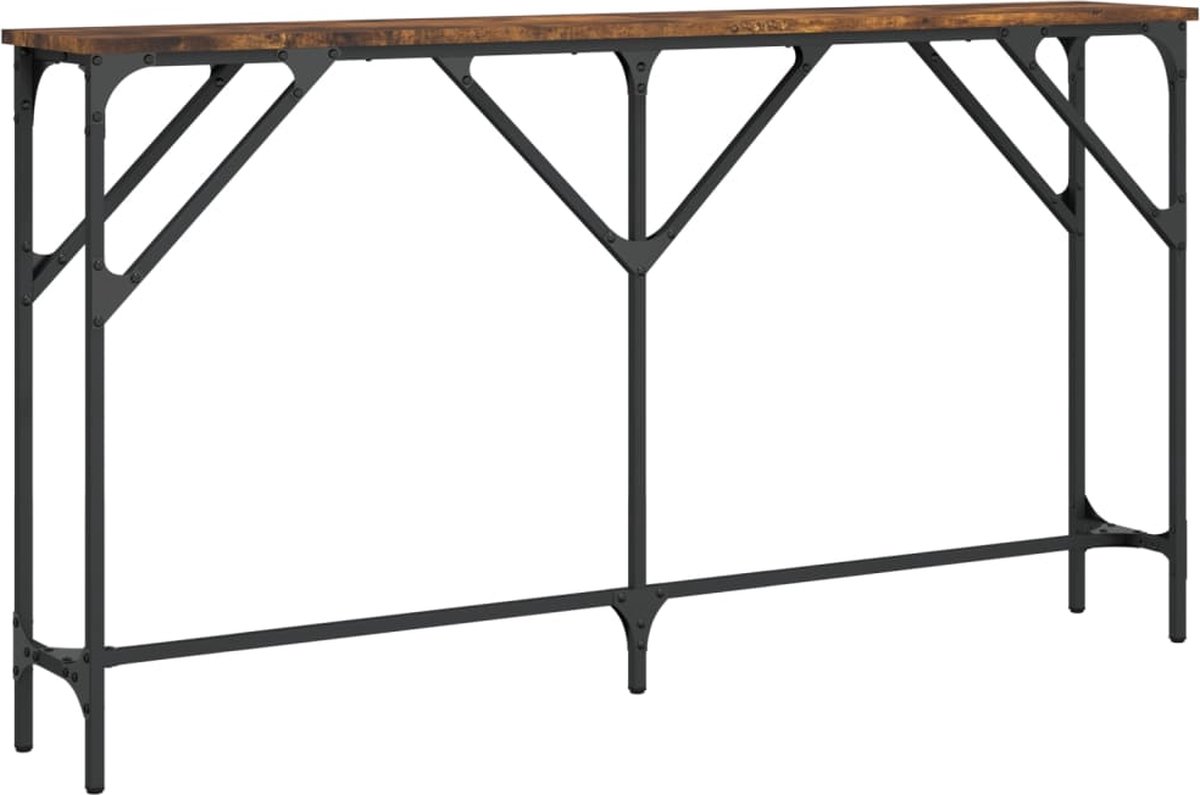 vidaXL Wandtafel - 140x23x75 - cm - bewerkt - hout - gerookt - eikenkleurig gerookt eiken