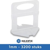 Maxifix - 1 mm Tegel Levelling Clips - Tegel Levelling Systemen - Tegel Nivelleer Systemen - Tegel Dikte 3-13 mm - 3200 stuks