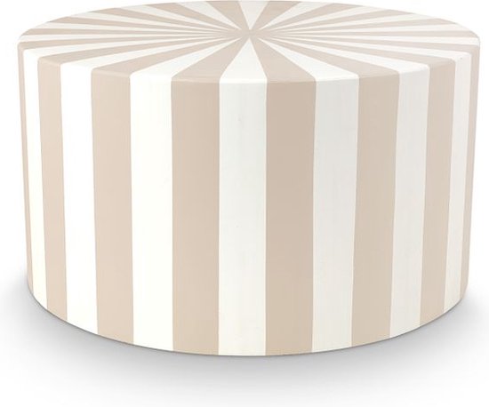 vtwonen Zijtafel - Metal Stripe - Beige & Wit - Metaal - 43 x 23 cm