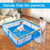 K IKIDO Grondbox - Kinderbox - Grondbox baby - Baby boxen - Oversized Baby Speelbox - Playpen - Kruipbox - Veilig spelen - Met 60x Oceaan Ballen - Met trekring - 180 x 150 x 65cm - Blauw