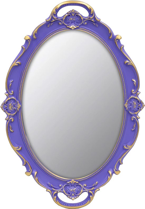 Miroir Vintage , petit miroir mural ovale suspendu 30 x 30 cm violet Traduction : Miroir Vintage , petit miroir mural ovale suspendu, 30 x 30 cm, violet.