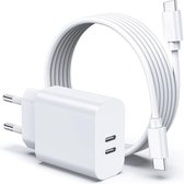 45W GaN USB C Adapter + USB C naar USBC Kabels - 3 Meter - 2 USBC Poorten - Geschikt voor S24,S23,S22,S21,Tablet,S9,Plus,Ultra,Pro,Max,iP 15