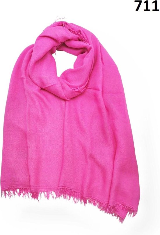 Bamboe lange dames sjaal Fien effen fuchsia vegan natuurlijk materiaal