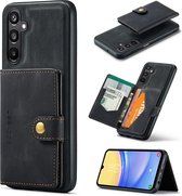 CaseMe - Coque de téléphone adaptée à Samsung Galaxy A15 - Couverture arrière - Avec porte-carte magnétique - Zwart