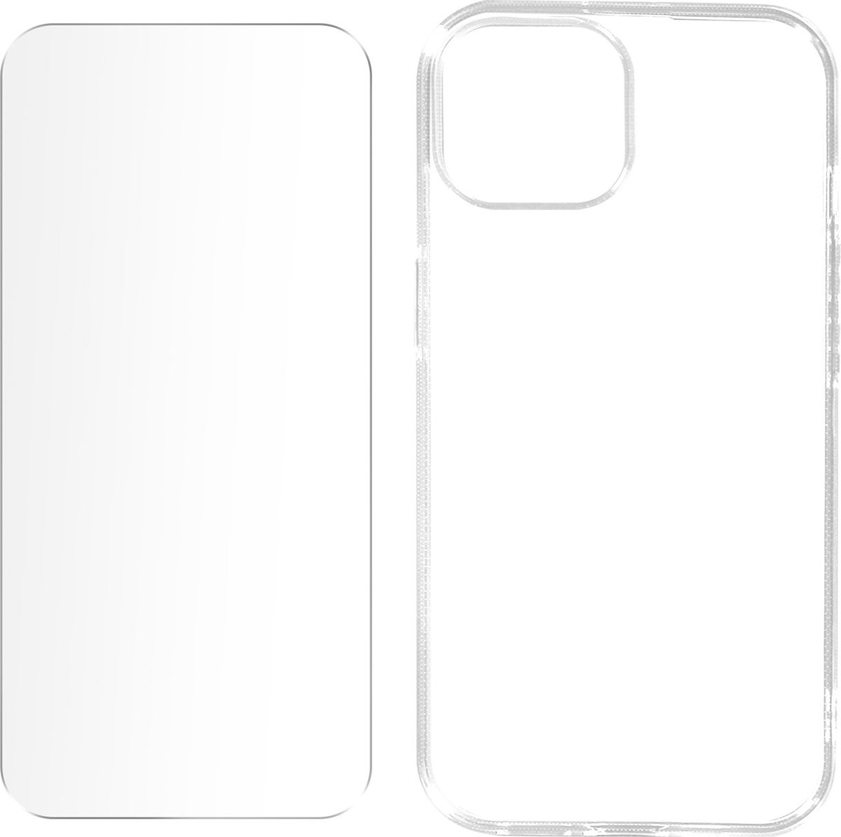Avizar Case Geschikt voor Apple iPhone 15 siliconengel en 9H gehard glas, Transparant