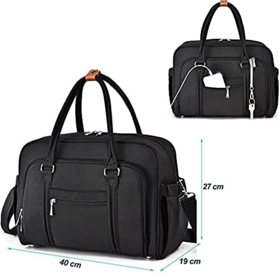 Luiertas pop - Verzorginstas pop - Pop verzorgingsset - Luiertas speelgoed - Luiertas speelgoed - 40 x 19 x 27 cm - Zwart van Dreambee — afbeelding 5
