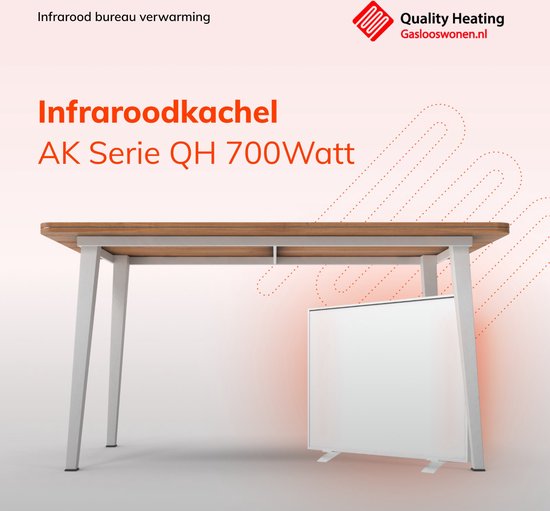 Quality Heating -AK Serie infrarood paneel verplaatsbaar - infrarood verwarmingspaneel - infrarood verwarming - infrarood kachel - 700Watt 60 x 120cm QH met voetensteun - Quality Heating