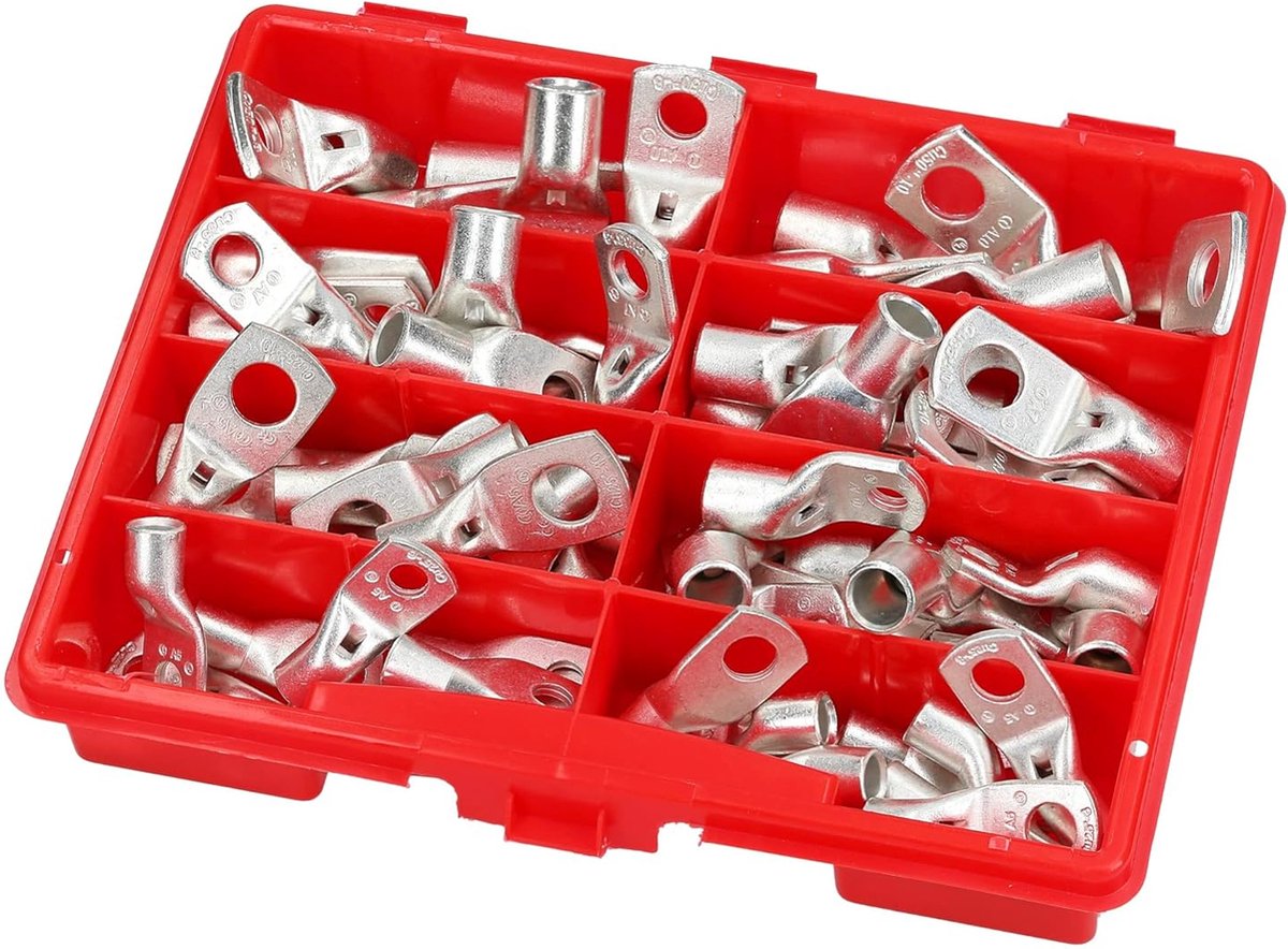 Assortimentsdoos buiskabelschoenenset ongeïsoleerd 25-50mm² 68 krimpverbinders I industriële kwaliteit