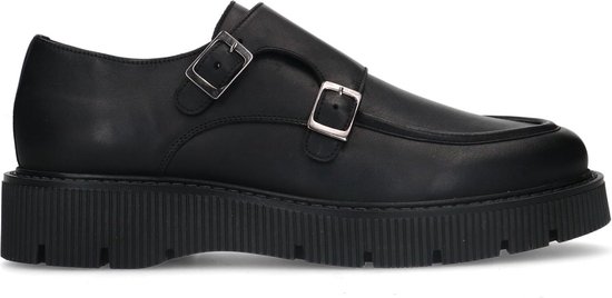 Sacha - Homme - Chaussures à boucle en cuir noir avec semelle plateforme - Taille 46