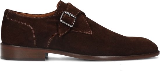 Manfield - Heren - Bruine suède gespschoenen - Maat 44