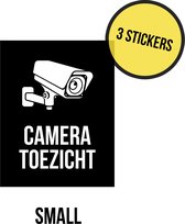 Pictogram/ sticker | 8 x 12 cm | "Cameratoezicht" | Zwart | CCTV | Security | Videobewaking | U wordt gefilmd | Stickers | Camera bewaking | Toezicht | Rechthoek | 3 stuks