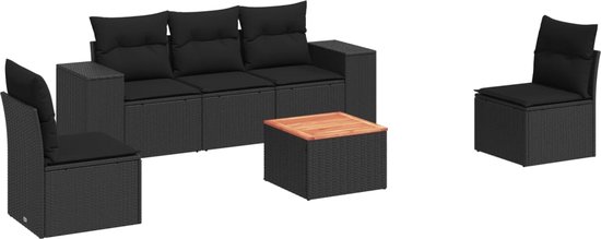 vidaXL-6-delige-Loungeset-met-kussens-poly-rattan-zwart